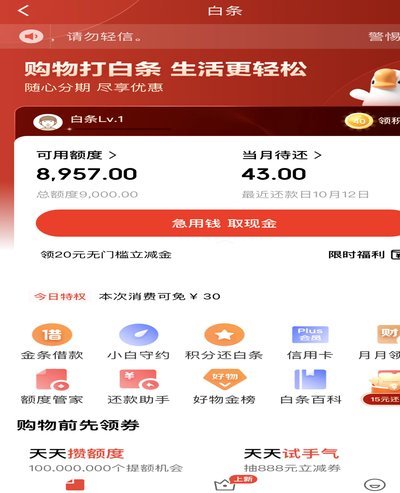 白条额度取出来